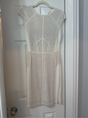 Rebecca Taylor Ivory Studded Cap-Sleeve Midi Dress